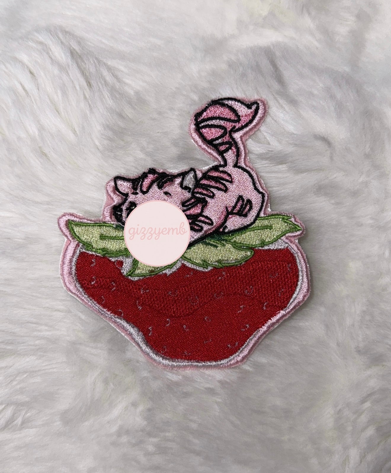 pink cat embroidered iron on patch