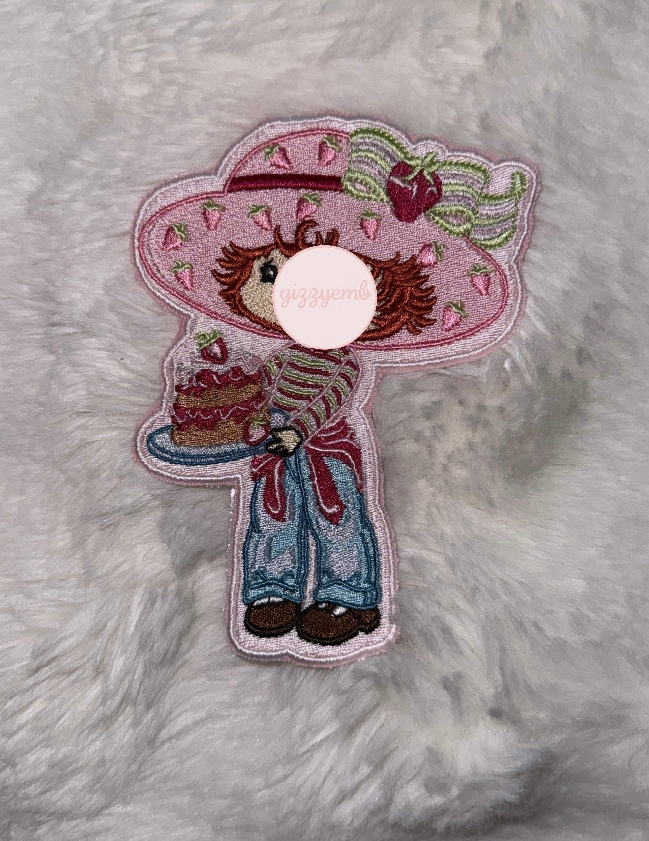 strawberry girl embroidered iron on patch