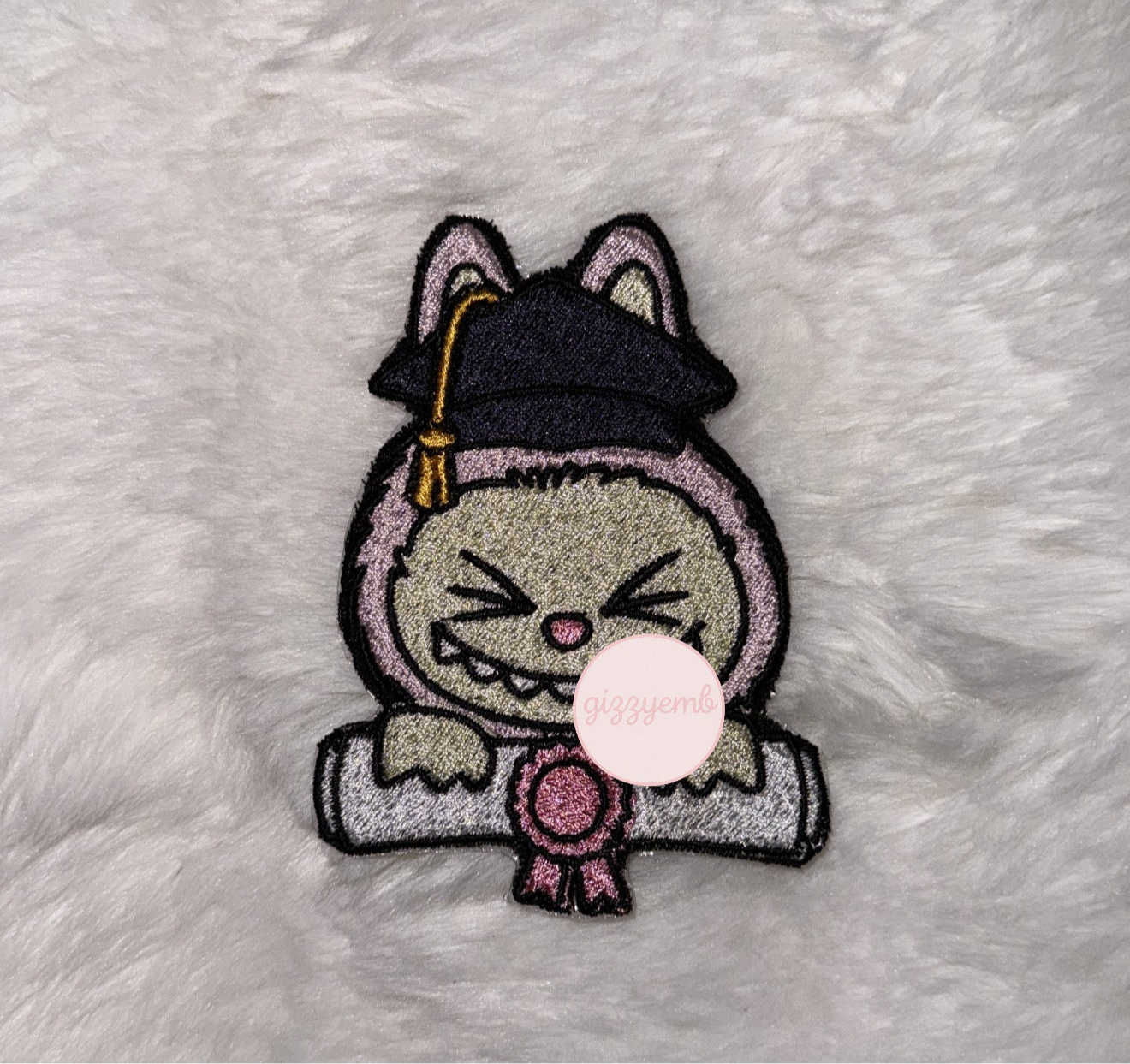 cute monster graduation embroidered iron on patch