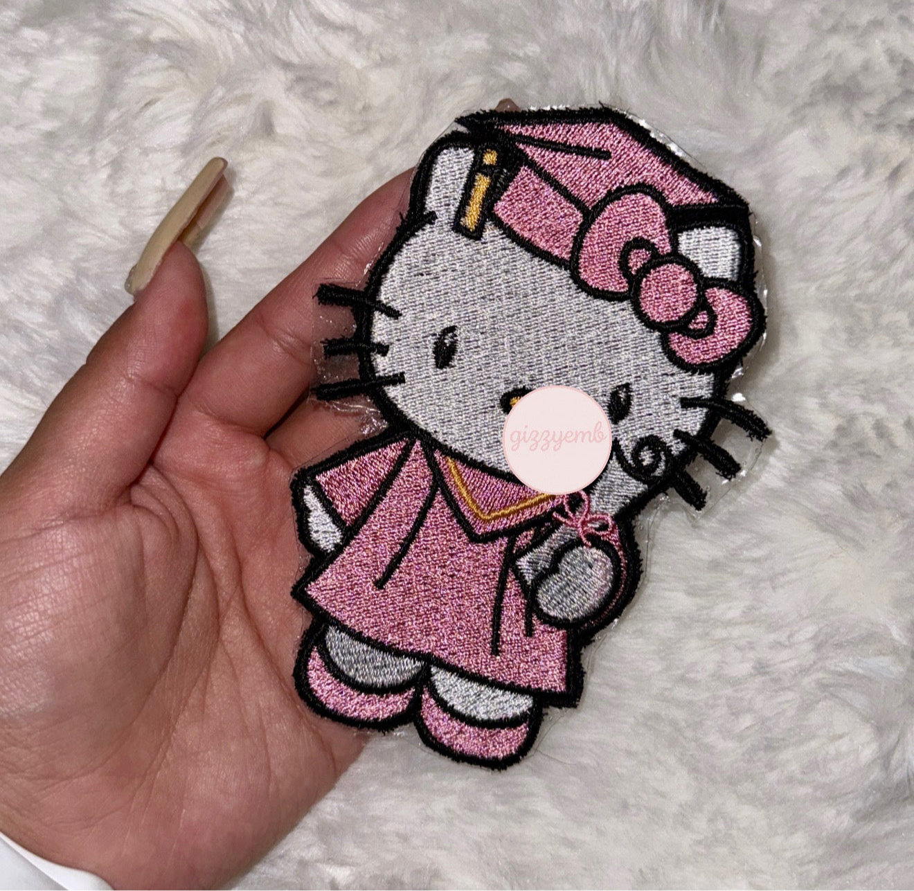 kitty graduation embroidered iron on patches