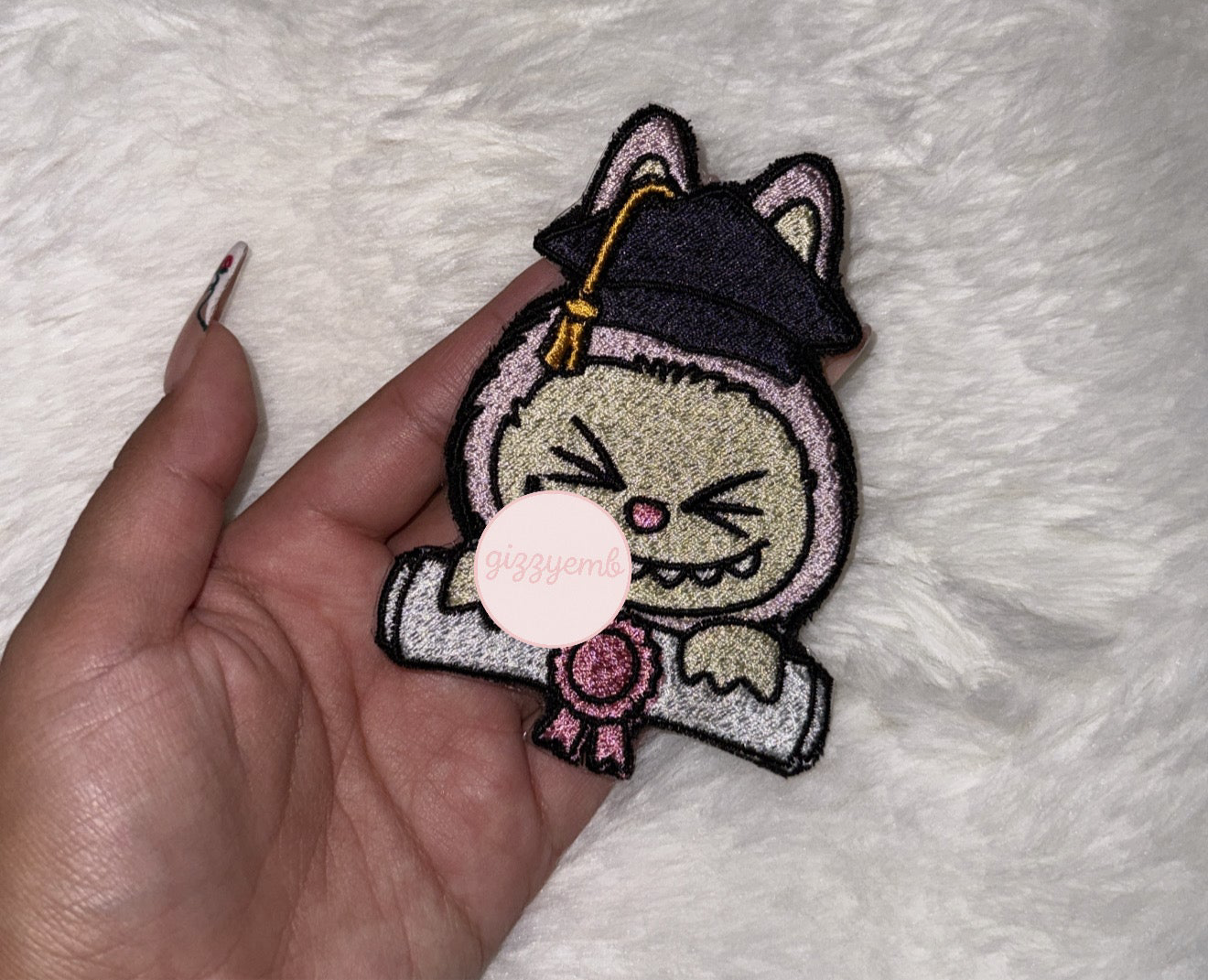 cute monster graduation embroidered iron on patch