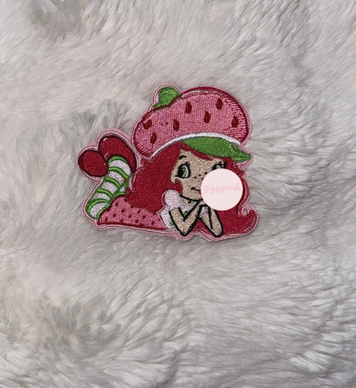 strawberry girl embroidered iron on patch
