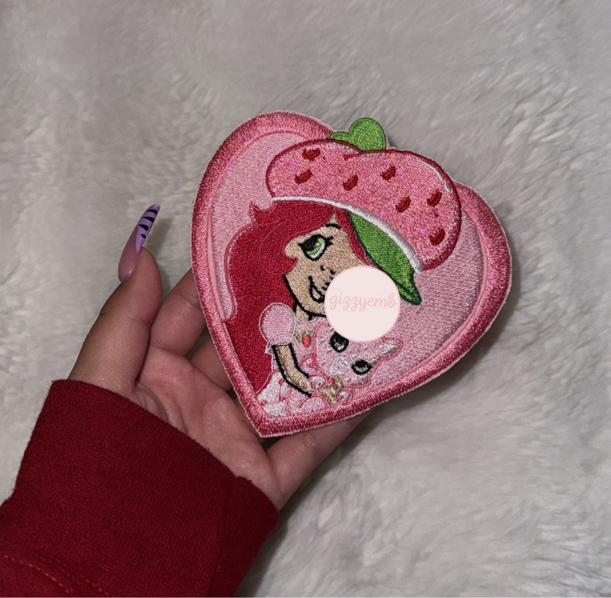 strawberry girl x cat embroidered iron on patch