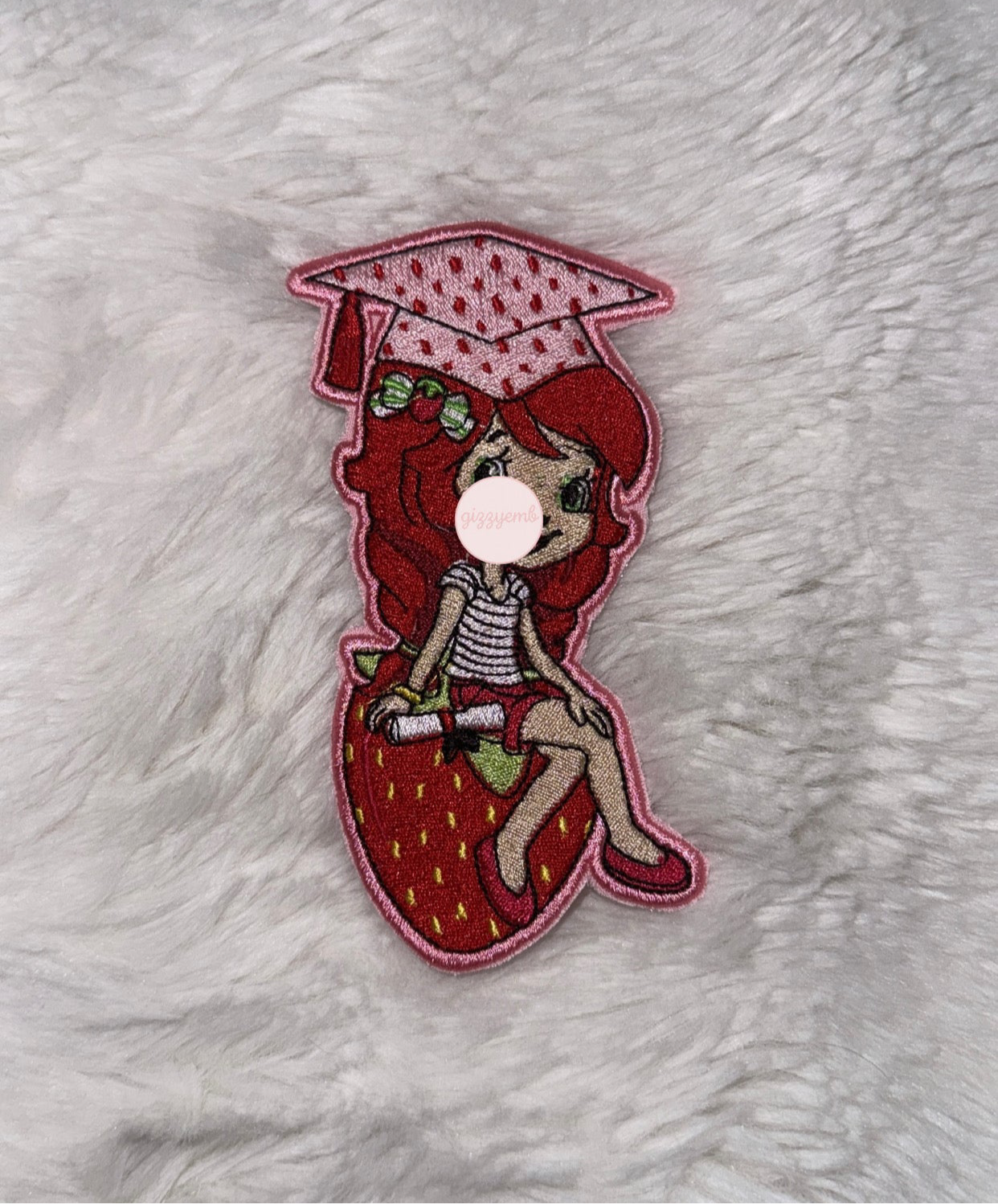 strawberry girl embroidered iron on patch