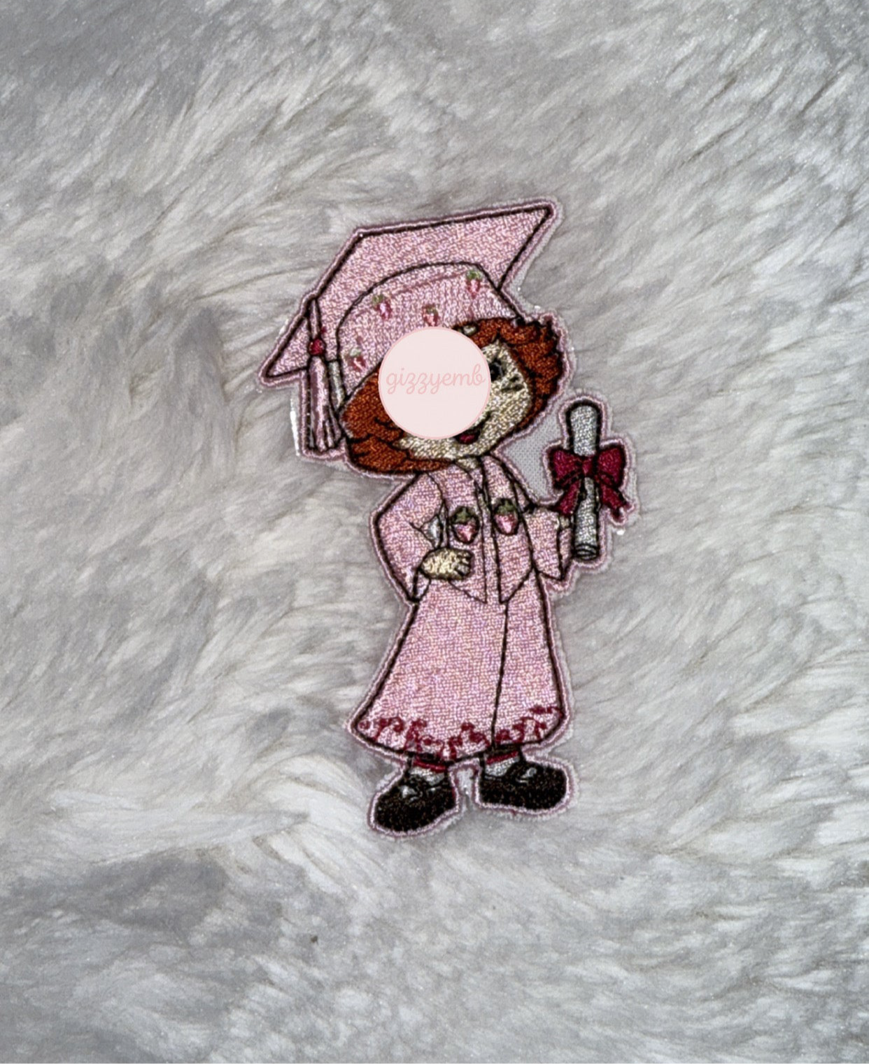 strawberry girl grad embroidered iron on patch