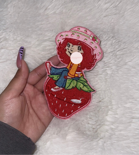 strawberry girl embroidered iron on patch