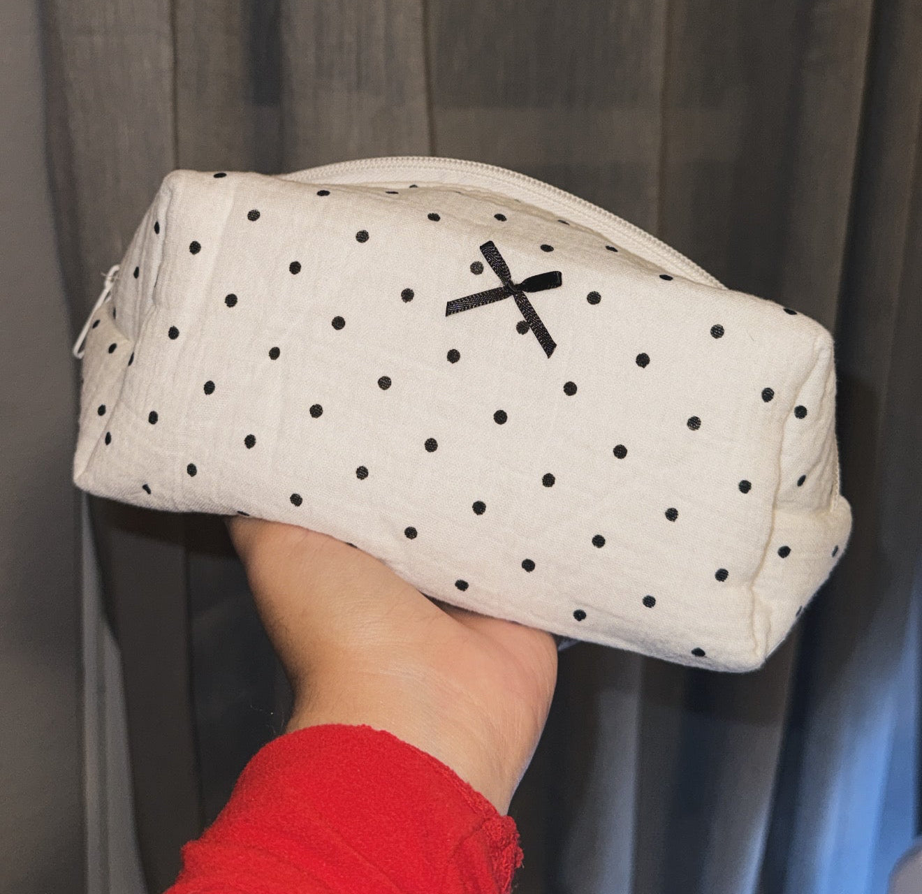 cherry bow cosmetic/toiletry bag