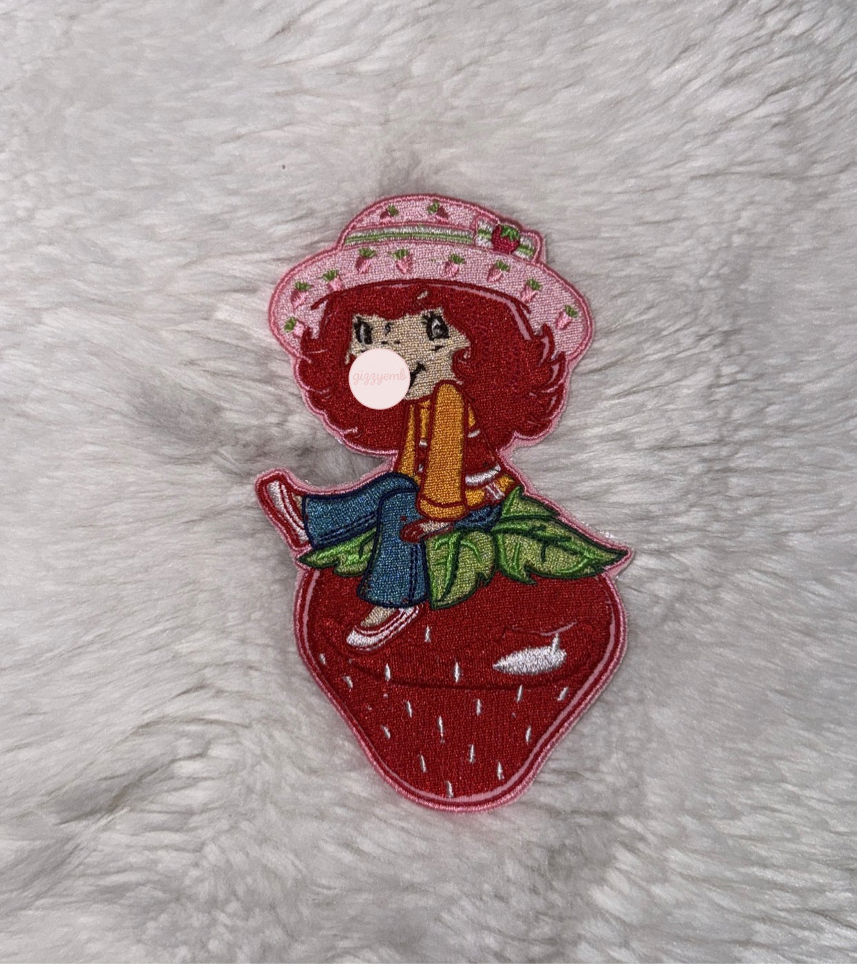 strawberry girl embroidered iron on patch
