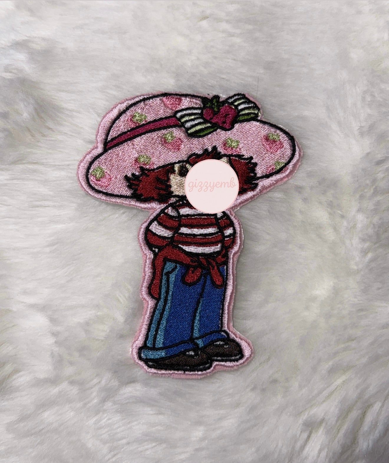 strawberry girl embroidered iron on patch