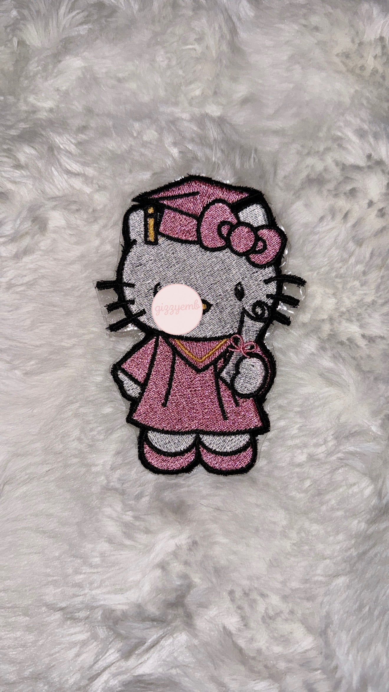 kitty graduation embroidered iron on patches