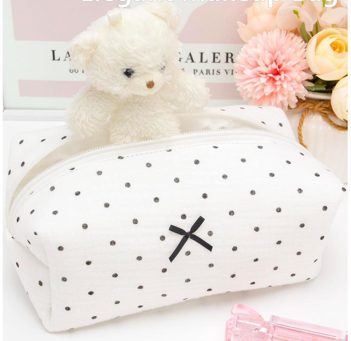 cherry bow cosmetic/toiletry bag