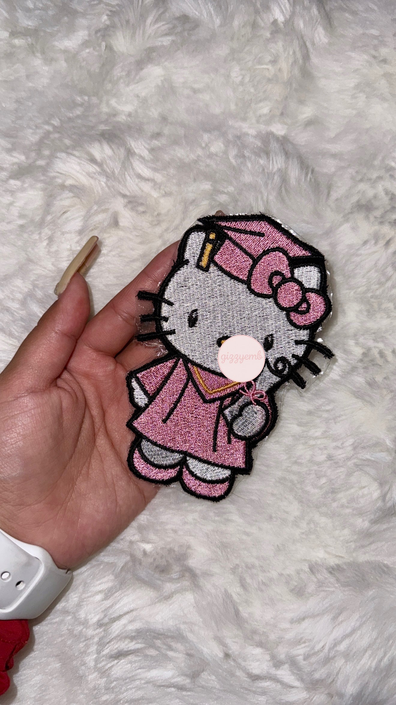 kitty graduation embroidered iron on patches