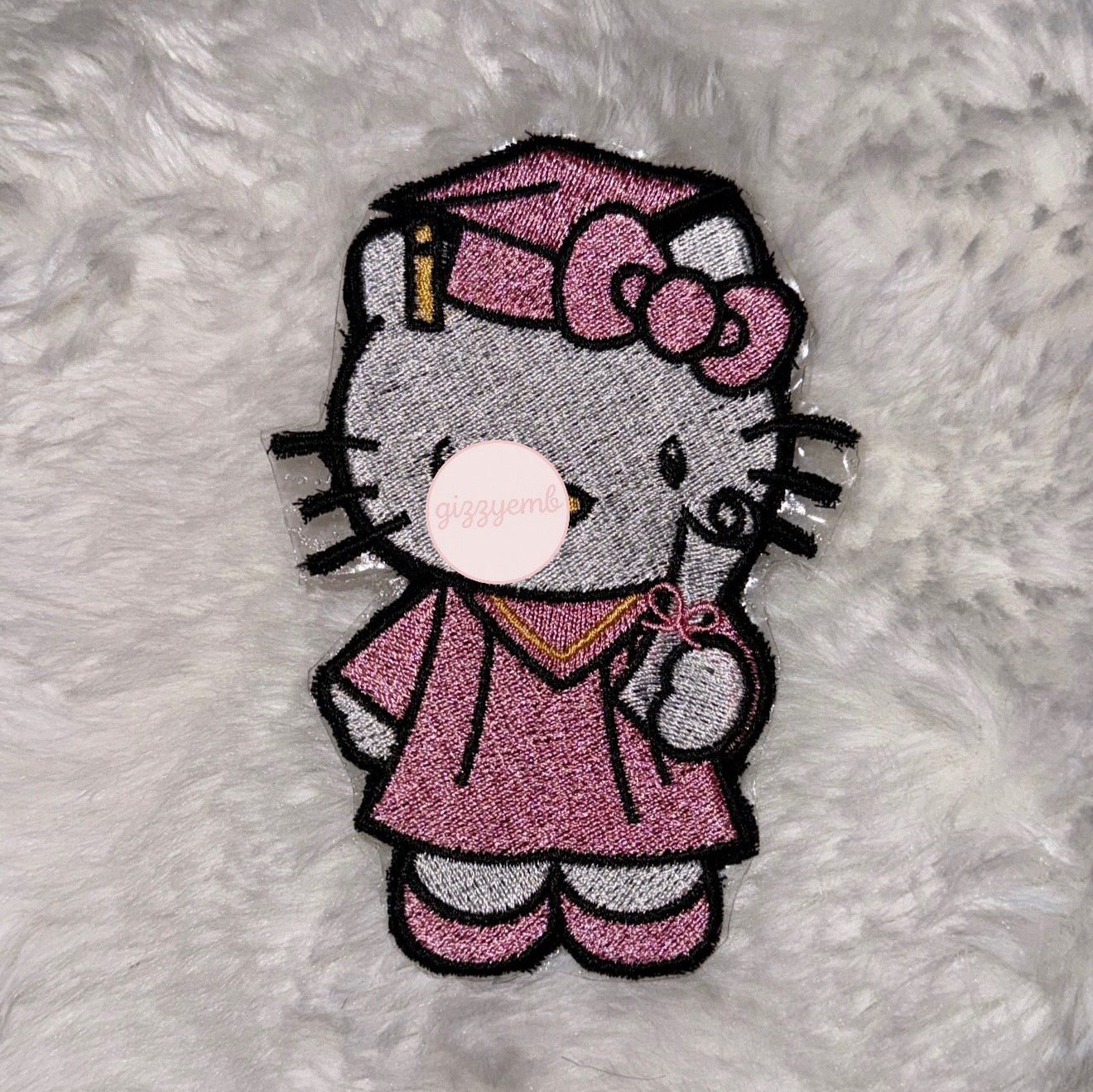 kitty graduation embroidered iron on patches