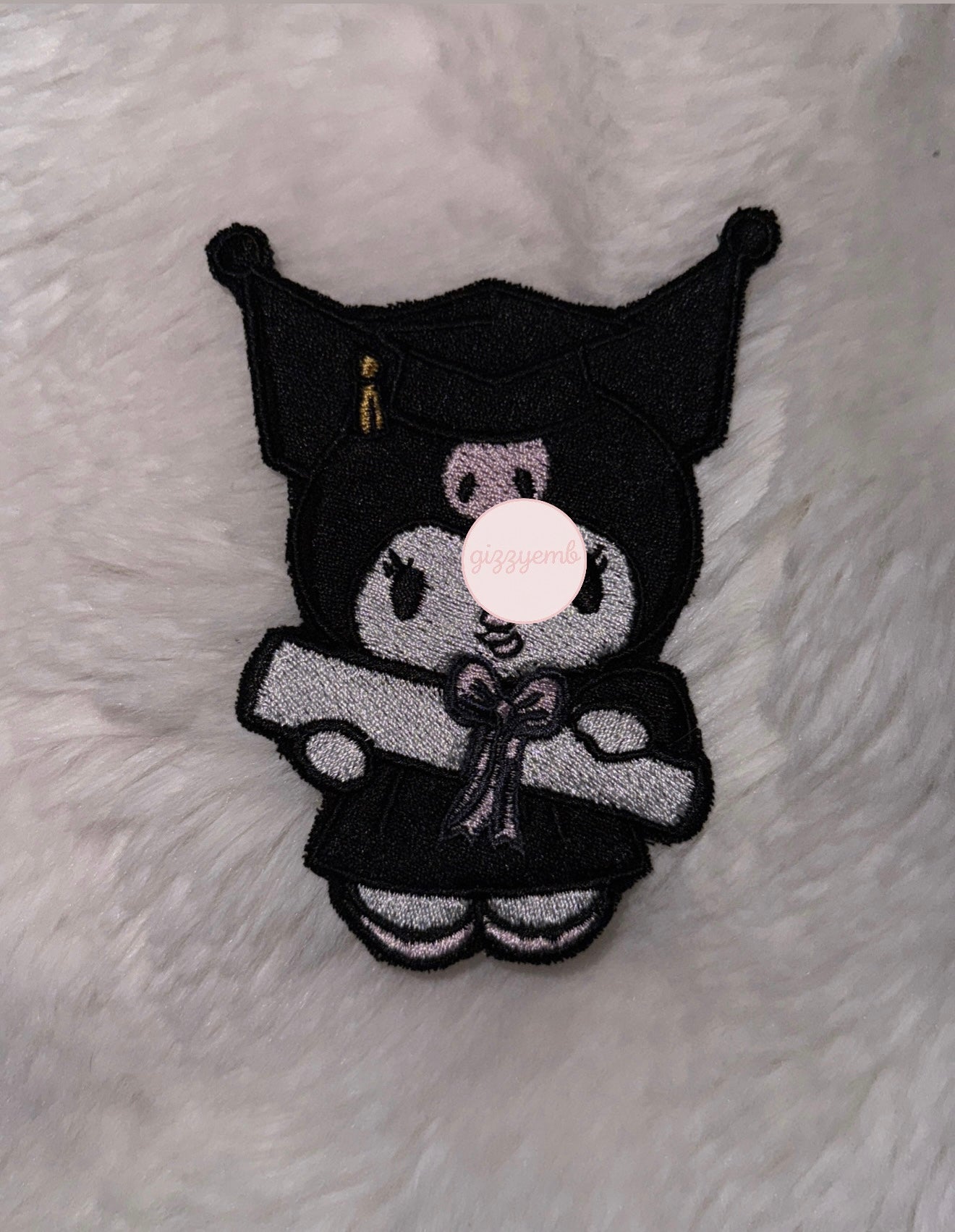 kitty friend graduation embroidered iron on patch
