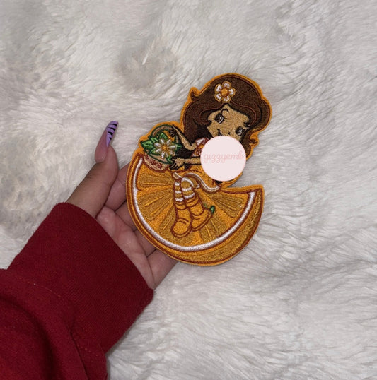 orange blossom embroidered iron on patch