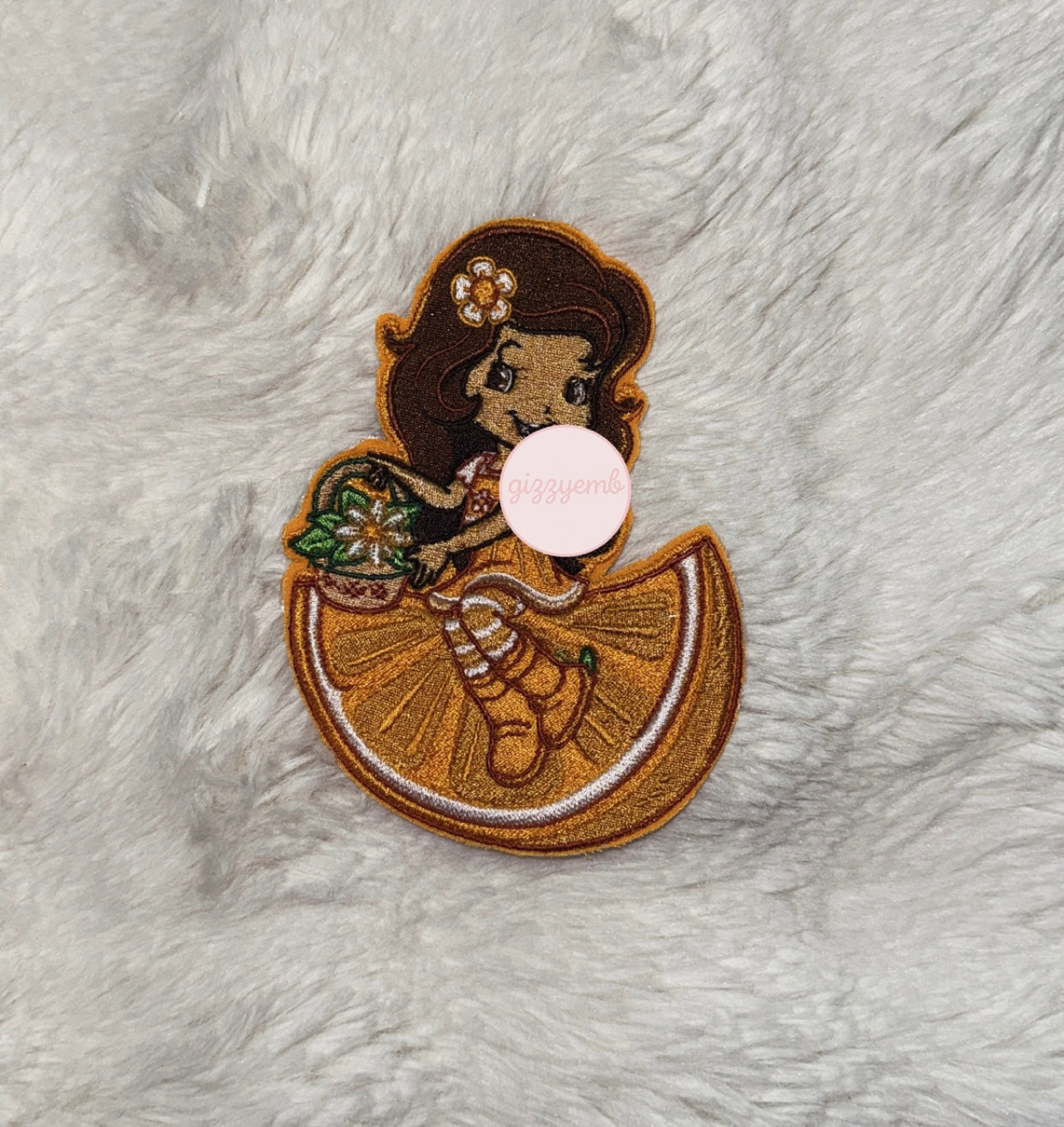 orange blossom embroidered iron on patch