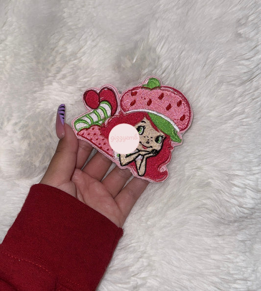 strawberry girl embroidered iron on patch